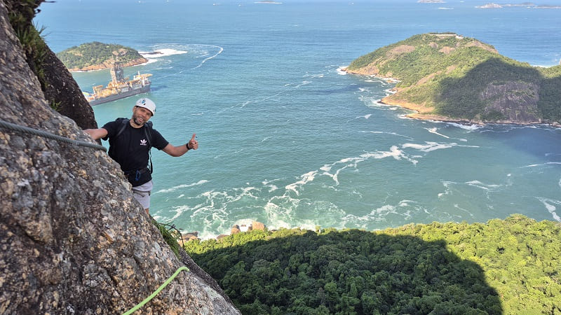 Men on via ferrata at sugarloaf mountain