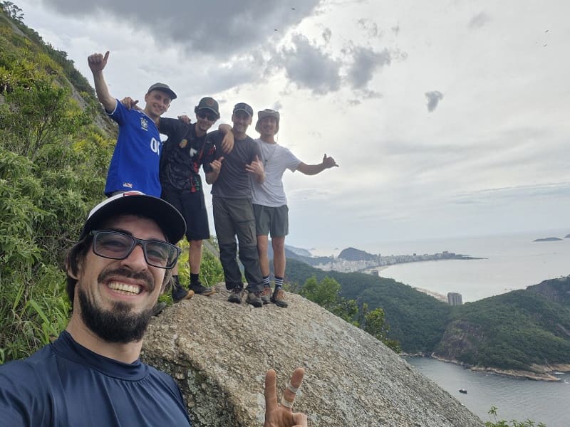 group of people on look out spot at sugarloaf mountain