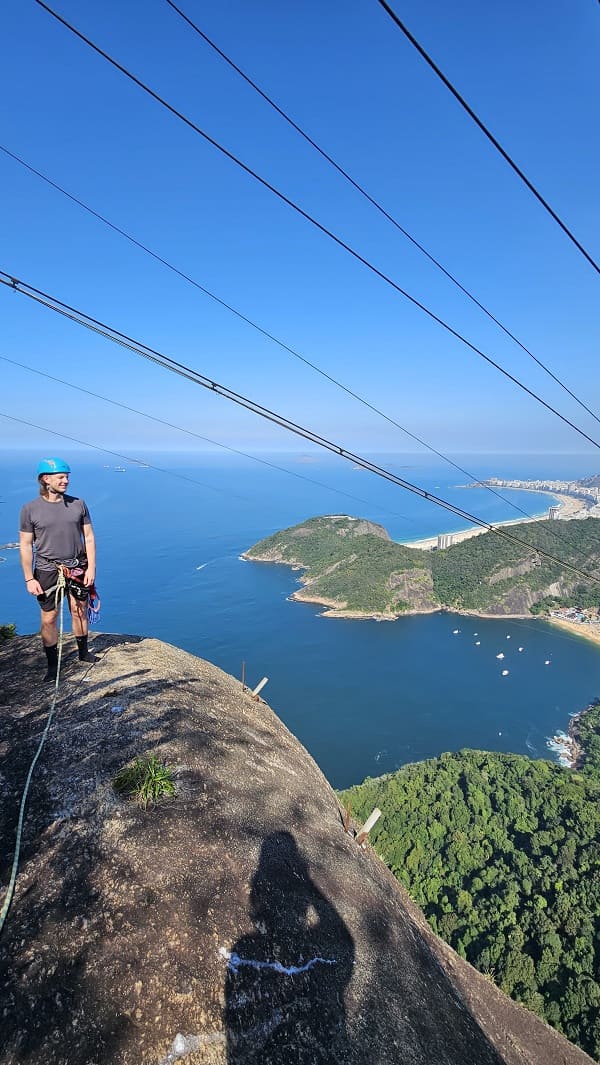 man climbing via ferrata on Sugarloag mountain in Rio de Janeiro 5