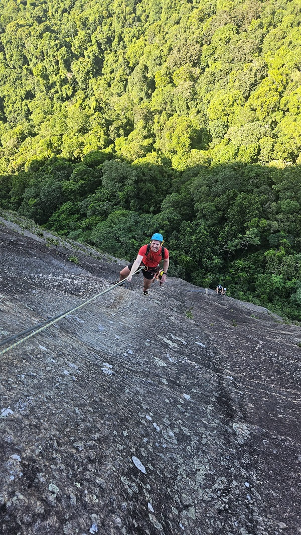 man climbing via ferrata on Sugarloag mountain in Rio de Janeiro 7