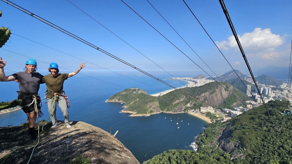 two men at the top of the sugarloaf mountain