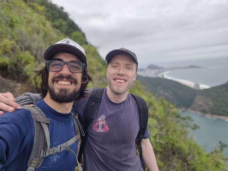 two men ta top of sugarloaf mountain